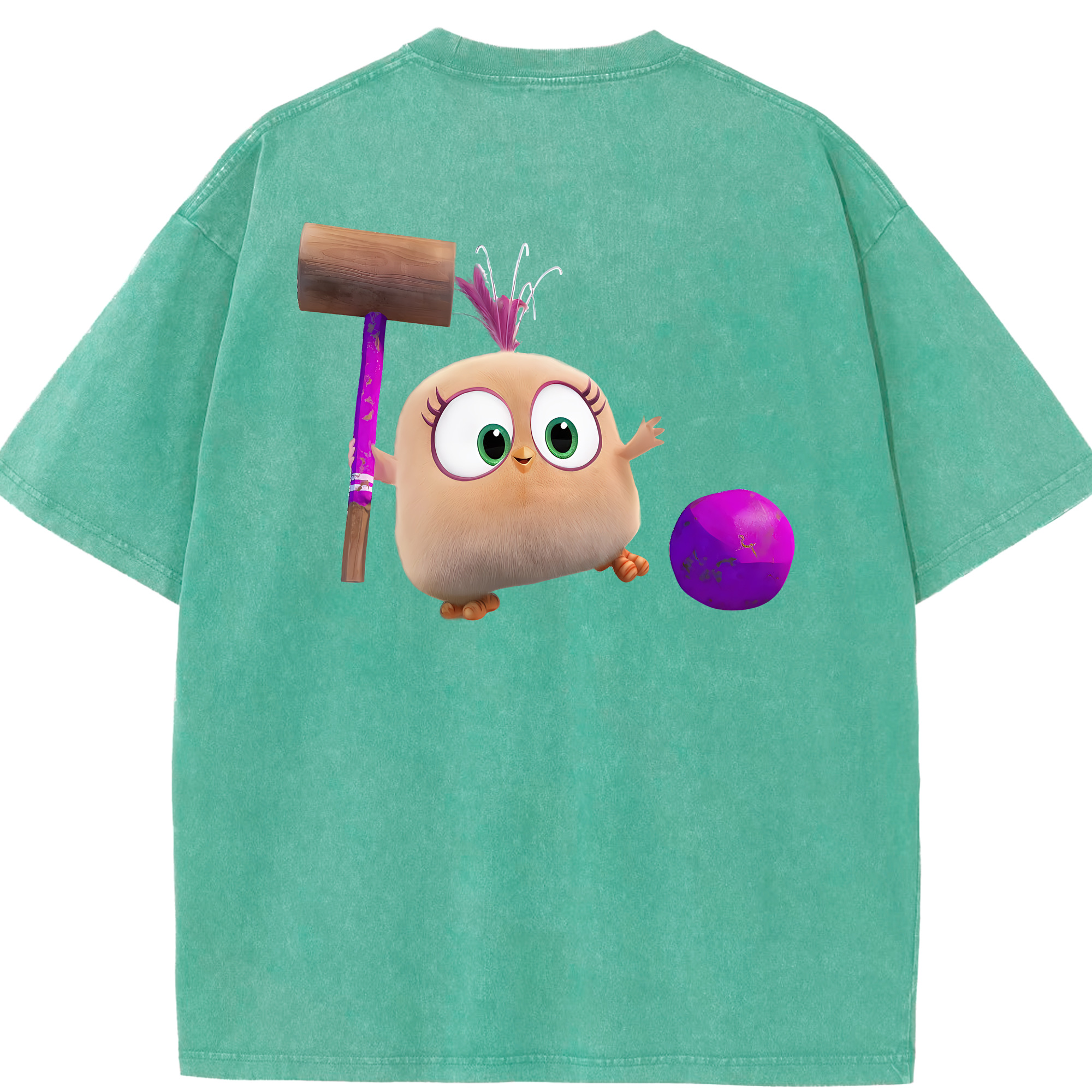 （画像用） Angry Birds アングリーバード 綿100% ヴィンテージ風 半袖Tシャツ（背面プリント）